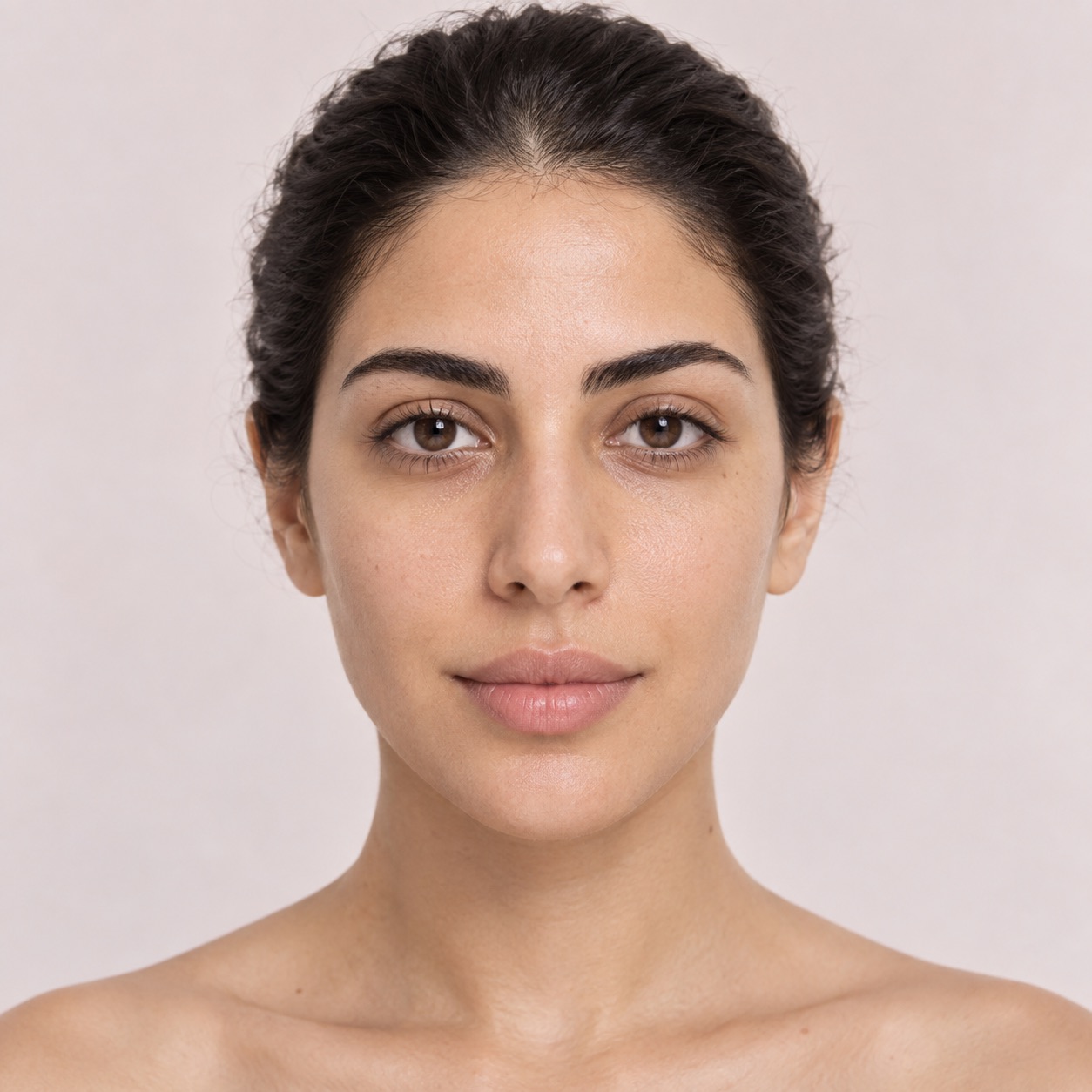 چهرهٔ مدل پیش از نمایش رنگ رژ