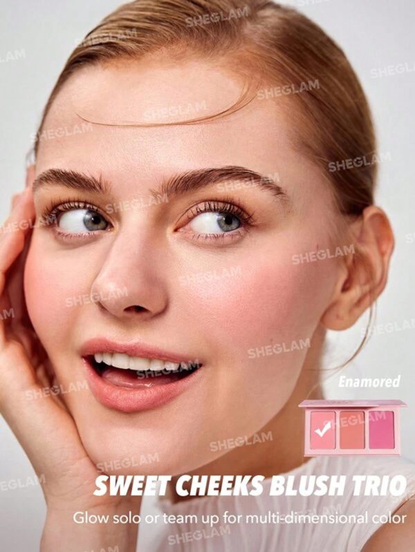 Product 186 image 1 پالت رژگونه سهتایی شیگلم Sweet Cheeks صورتی– مدل Enamored (پودری مات) SHEGLAM Sweet Cheeks Blush Trio