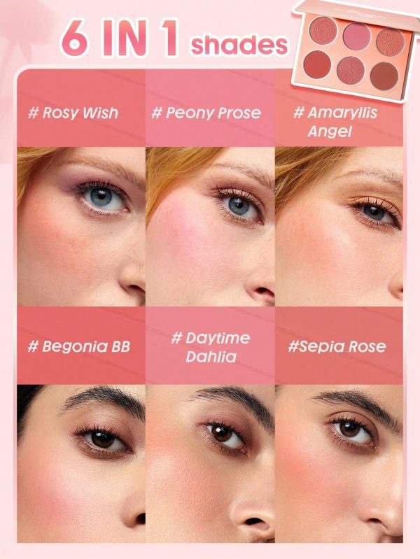 Product 43 image 1 پالت رژگونه ۶ تایی گل رز – SHEGLAM Floral Flush 6 Color Blush Palette