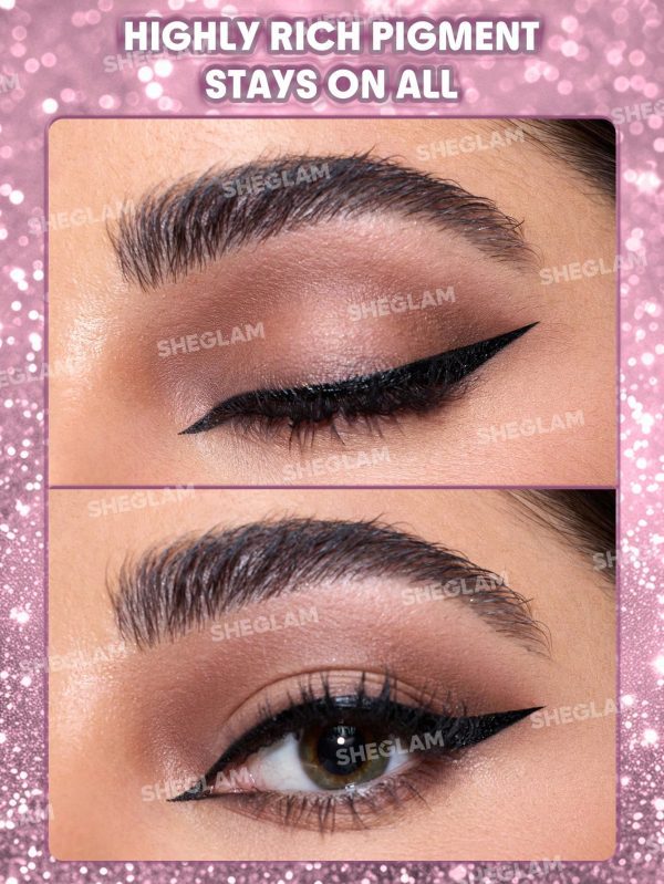 Product 176 image 1 خط چشم مایع ضدآب شیگلم لاین اند دیفاین – مشکی مات، بدنه طلایی SHEGLAM Line & Define Waterproof Liquid Eyeliner – Black Matte