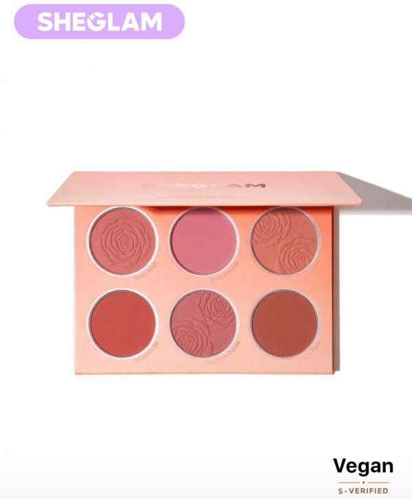 پالت رژگونه ۶ تایی گل رز نارنجی - SHEGLAM Floral Flush Blush Palette-Cottage Core Garden