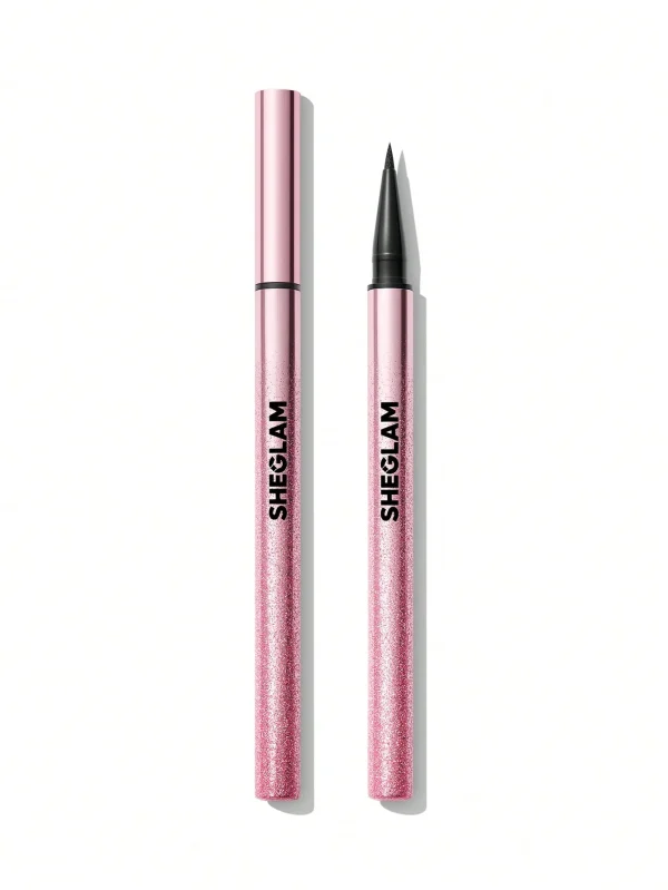 خط چشم مایع ضدآب شیگلم لاین اند دیفاین – مشکی مات، بدنه طلایی SHEGLAM Line & Define Waterproof Liquid Eyeliner – Black Matte